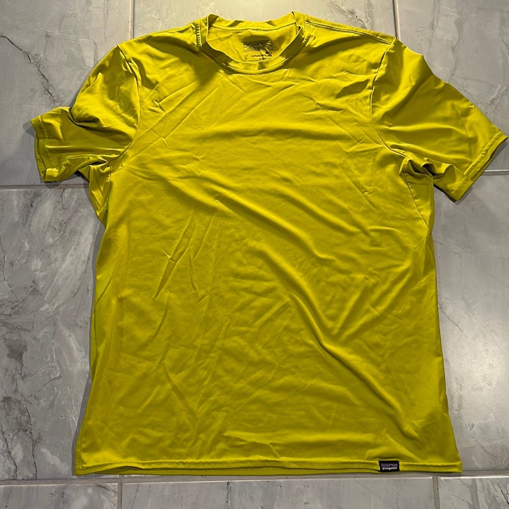 Patagonia capelline stretchy base layer yellow green medium